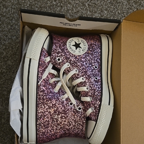 Converse Women's Glitter High-Top Sneakers - Pink Size 7 - Picture 5 of 5